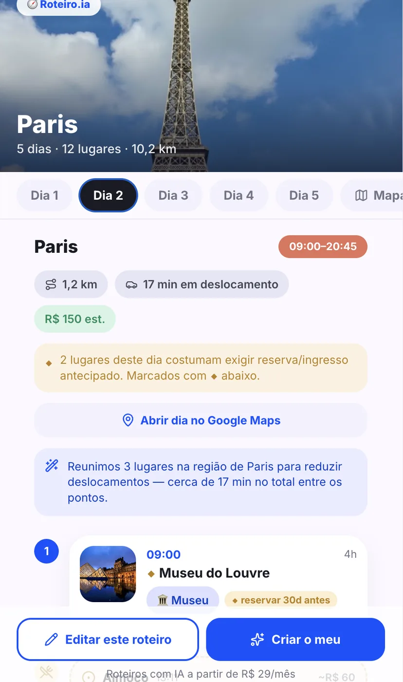 Roteiro de Paris no Seu Roteiro